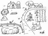 Coloring Farm Countryside Sheets Pages Animal Colouring Kids Scene Print Tractor Choose Board Printable sketch template