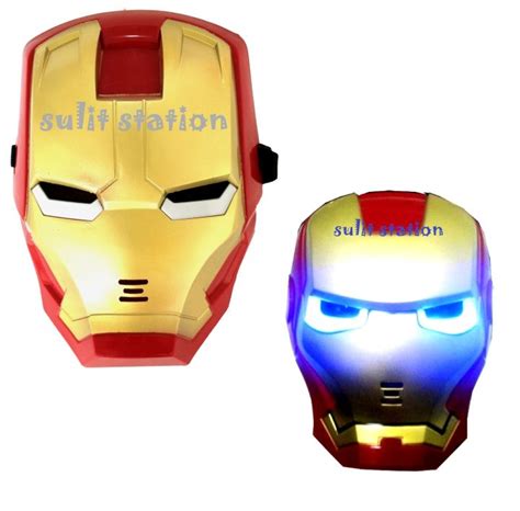 super hero avengers iron steel man led lighted face mask kids cosplay