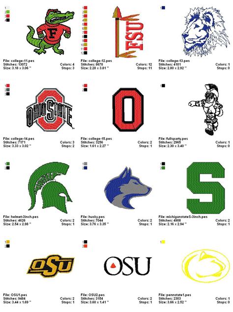 college collegiate embroidery designs logos