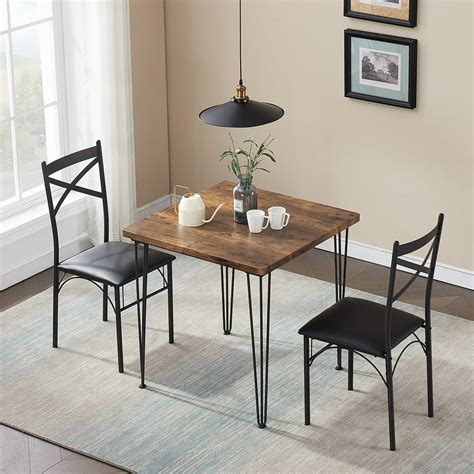 piece dining table set dining room table  chairs sturdy metal frame brown walmartcom