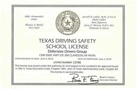 texas driving safety  printable certificate tutoreorg master