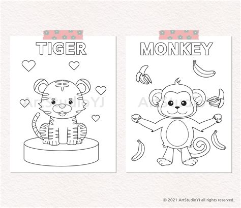 coloring pages  kids animal coloring pages animal etsyde