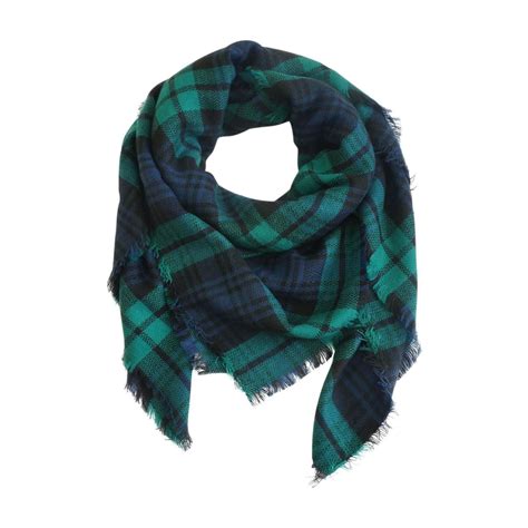 green plaid scarf blanket scarf tartan scarf flannel scarf