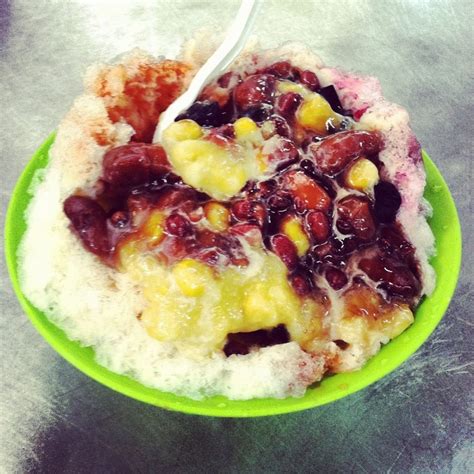Ais Kacang Malaysian Shaved Ice Dessert Topped With Rose