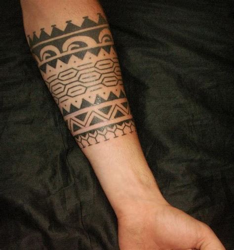 Great Tribal Black Ink Band Tattoo On Forearm Tattooimages