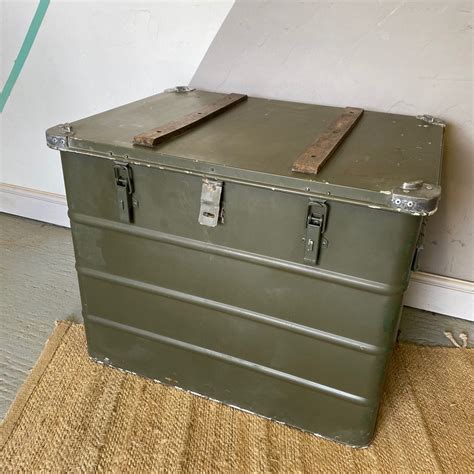 industrial military trunk chest vintage green storage box etsy