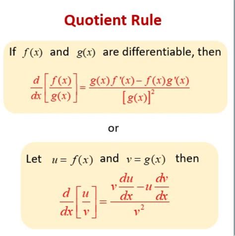 derivative   product  quotient rule purgweb