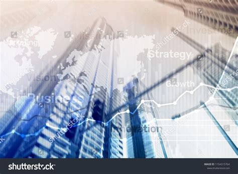 business abstract background double exposure graph chart  diagram
