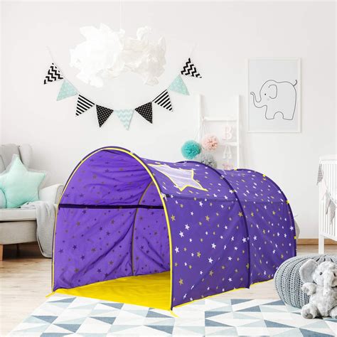 bed tent canopy kids play playhouse privacy twin starlight purple pop   alvantor walmart