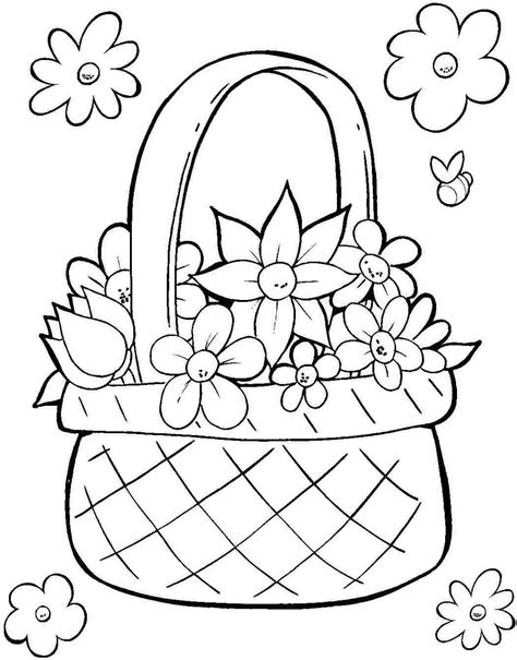 flower basket coloring page  svg file cut cricut