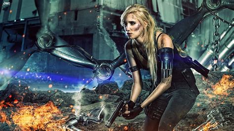 Hd Wallpaper Cyberpunk Girls With Guns Women Kayla Davion Blonde