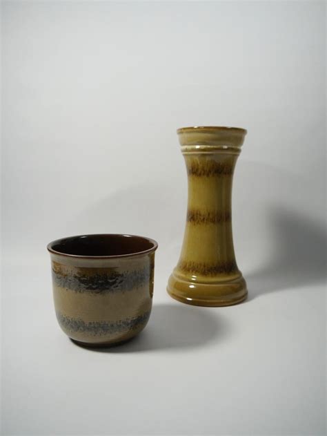 ceramic plant pot and pedestal west german pottery by scheurich w