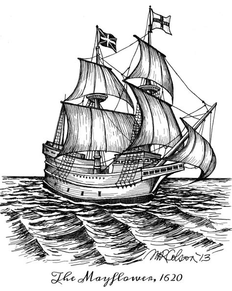 mayflower ship coloring page printable heartof cotton candy