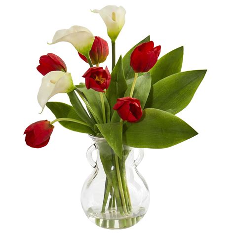 Calla Lily And Tulips Artificial Arrangement In Decorative Vase 1726