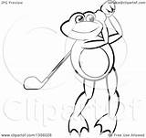 Frog Cartoon Clipart Golf Playing Illustration Royalty Perera Lal Vector sketch template