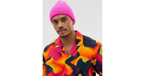 asos neon pink beanie  men lyst