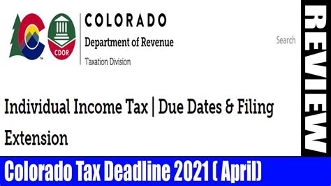 colorado tax deadline  april    latest update