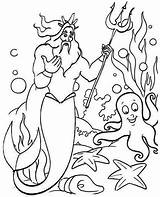 Coloring Triton King Mermaid Little Pages Great Kids Top sketch template