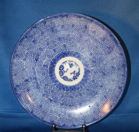 antique japanese imari edo era blue white chintz sometsuke plate oriental blue  white edo