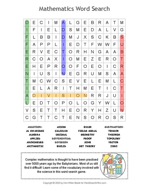 mathematics word search