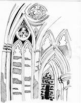 Cathedral Gothic Drawing Getdrawings sketch template