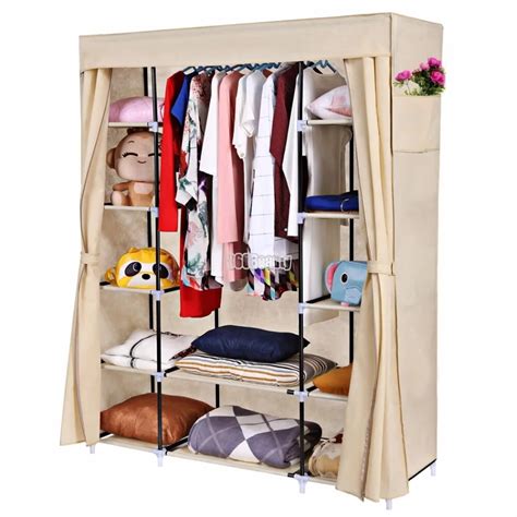 homdox portable closet storage organizer clothes wardrobe shoe rack shelves cover side pocket