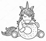 Donut Unicorno Sveglio Fumetto Illustrazione Ciambella Mangia St4 Dolly Dorme Shopkin sketch template