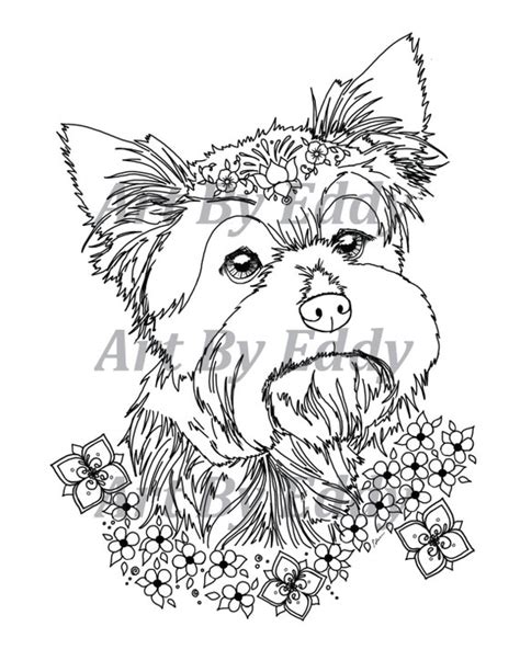 art  yorkie single coloring page