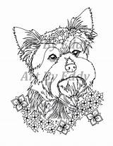 Yorkie Coloring Single sketch template