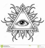 Eye Seeing Tattoo Illuminati Pyramid Symbol Vector Coloring Pages Stock Illustration Engraving Vectors Hand Pyramide Template Royalty Eyes Sketch sketch template