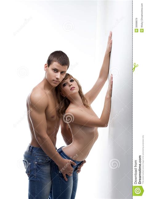 Image Of Sensual Couple Posing Looking At Camera Stock