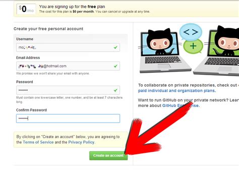 create  account  github  steps  pictures