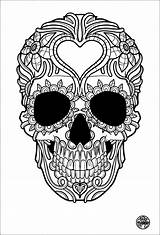 Tattoo Skull Coloring Pages Adult Simple Tatouage Adults Tatoo Tattoos Colouring Printable Color Skulls Halloween Calavera Coloriage Kleurplaat Print Line sketch template
