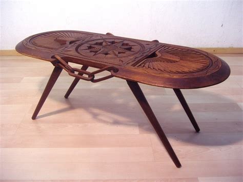 bewerkte houten tafel catawiki