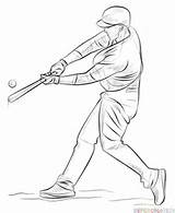 Baseball Player Draw Drawing Cubs Softball Bat Chicago Ball Hitting Step Getdrawings Line sketch template