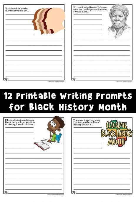 writing prompt worksheets  black history month woo jr kids