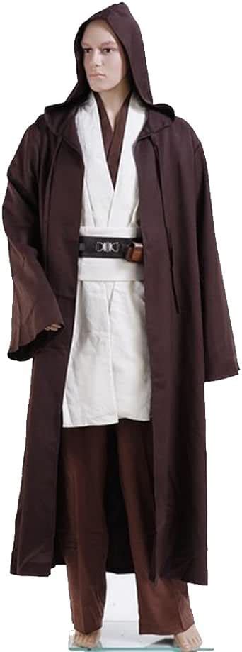 star wars jedi robe adult costume brwon  white version   amazon mens clothing store