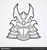 Samurai Mask Warrior Vector Drawing Outline Stock Getdrawings Military Preview sketch template
