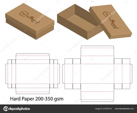 box packaging die cut template design mock stock vector image