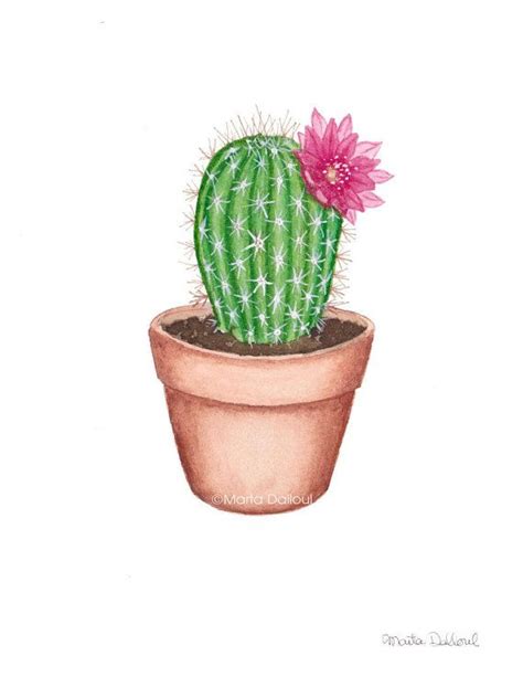 Cactus Watercolor Art Print Succulent Painting Plant