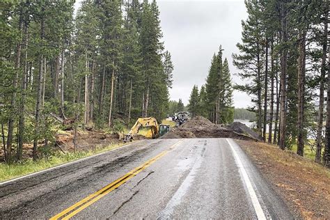 road closure  yellowstone continues  crews clean  gasoline spill