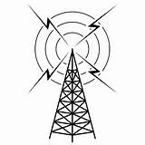 Radio Tower Antenna Clipart Logo Clip Mast Cliparts Waves Station Communication Towers Transmitter Signal Old Amateur Broadcast Microwave Library Taming sketch template