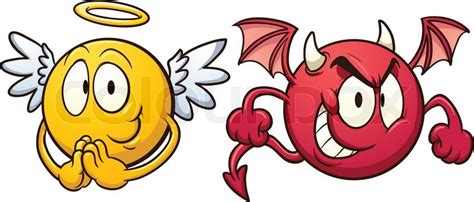 Angel And Devil Emoticons Vector Clip Art Illustration