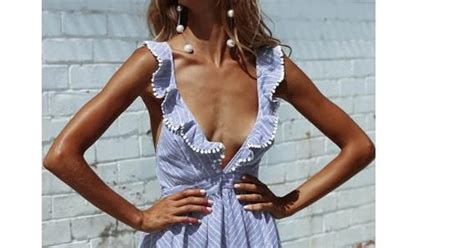 Womens Summer Striped Short Mini Dress Backless Ladies V Neck Holiday