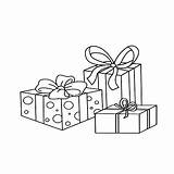 Coloring Outline Cartoon Holiday Vector Gifts sketch template
