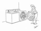 Laundry Room Colouring Coloring Pages Cartoon Doing Dryer Yorker Cartoons Comic Woman Poster sketch template