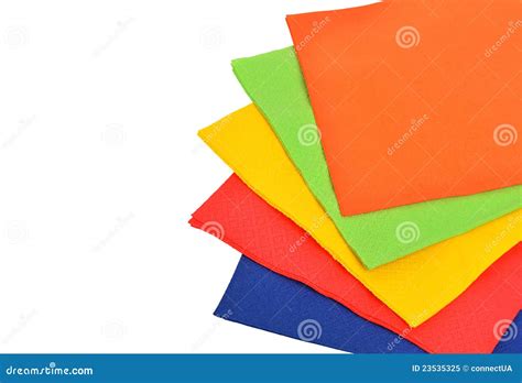 multi colored paper napkins stock image image  isolated background