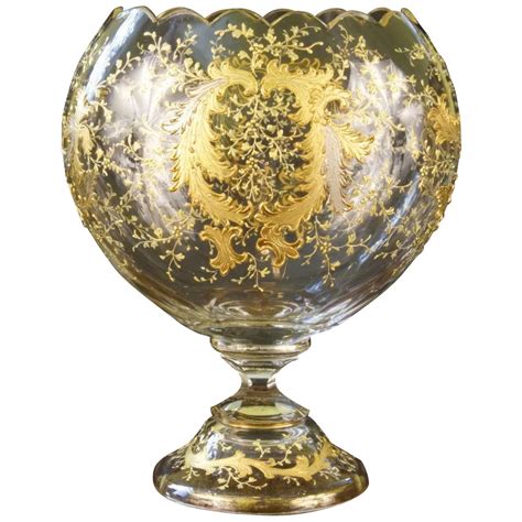 Antique Moser Cut Glass Vase With Gold And Platinum
