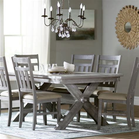 seater dining set gray oak wood rectangle table padded seat kitchen