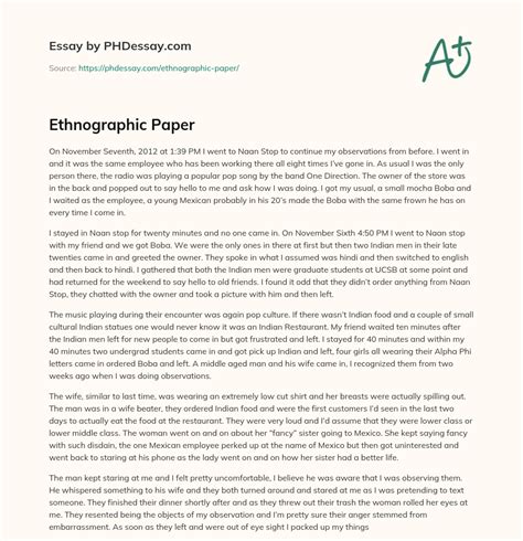 ethnographic paper  words phdessaycom